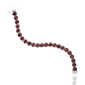 8 mm Round Cut Natural <b>Garnet</b> January Birthstone 925 Sterling Silver Statement Tennis <b>Bracelet</b> For Women's - Product Image 6