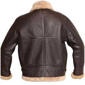 Chaqueta Bomber de Cuero Premium Marrón para Hombre con Forro de Piel Sintética, Cierre de Cremallera, Cuello Camisero, Estilo Motociclista de Invierno con Calidez Extra - Product Image 2