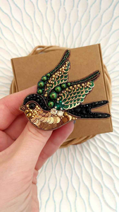 High-End Handmade Embroidery Bead Brooch Luxury Crystal Pearl Embellishments Eco-Friendly Cotton Canvas <b>Foundation</b> for Wedding - Product Image 1