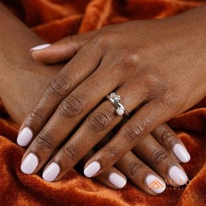 Moissanite <b>Ring</b> Round Marquise Bezel Open Wrap Band 925 Sterling <b>Silver</b> <b>Statement</b> <b>Ring</b> Women Fine Jewelry Luxury Design - Product Image 5