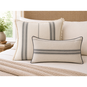 Funda de Cojín Lavable de Lujo con Rayas, 100% Lino Teñido, con Flecos Decorativos, Cierre de Cremallera, para Sofá Cama - Product Image 5