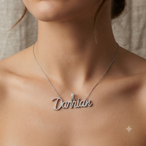 Trendy 925 Silver Iced Cursive Initial Letter <b>Name</b> Lab Grown Diamond Pendant fine jewelry <b>Necklaces</b> Charms for Personalized Gift - Product Image 2