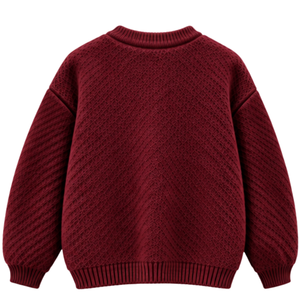 Textured Knit Crewneck Sweater Pullover Ribbed Cuff Hem Long Sleeve Casual Autumn <b>Thick</b> 380g Custom Color Wholesale Knitwear - Product Image 2
