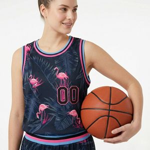 Dernier design : Débardeur de basketball pour femme à imprimé flamant rose tropical, personnalisable avec nom et numéro, gilet athlétique - Product Image 1