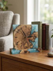 Natural Finish Wooden <b>Clock</b> Decorative <b>Wall</b> Accent Handmade Solid Wood <b>Clock</b> for Home Office Cafe Restaurant <b>Decor</b> - Product Image 5