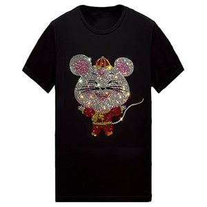 Camiseta de Hombre con Pedrería 2026, Mezcla de Poliéster/Algodón, Cuello Redondo, Corte Regular, Transpirable, de Alta Calidad, Lujosa e Informal - Product Image 1