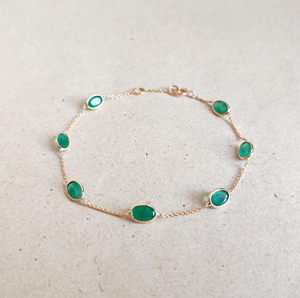 Best Selling Trendy Natural Emerald <b>Gemstone</b> Bezel 925 Silver 18k Gold Plated Chain Adjustable Wedding Gift Women Charm <b>Bracelet</b> - Product Image 1