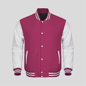 Chaqueta universitaria estilo Letterman de béisbol, mangas de lona blancas, cuerpo de lana morada, talla XL, cuello alto, invierno, geométrica - Product Image 4