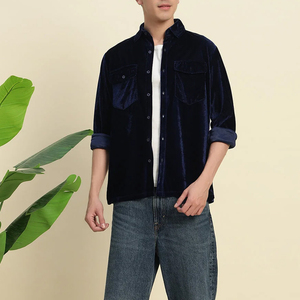 เสื้อเชิ้ตกำมะหยี่ผู้ชาย แขนยาว ปกพับได้ สไตล์คลาสสิก เนื้อผ้านุ่ม สวมใส่สบาย ดูดีมีระดับ แฟชั่นลำลอง เสื้อผ้าผู้ชาย เสื้อเชิ้ตกำมะหยี่ - Product Image 4