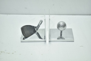 Juego de sujetalibros de metal con diseño de palo de golf y pelota de aluminio para decoración del hogar y oficina, disponible al mejor precio. - Product Image 2