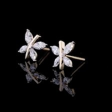 Boucles d'oreilles clous papillon en diamant de laboratoire marquise 1,5 carat |   Or 14 carats - Product Image 2