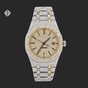 Reloj de Pulsera de Lujo para Hombre, de Moda, Más Vendido, con Movimiento de Cuarzo ETA, Acero Inoxidable, Cristal, Completamente Adornado con Diamantes Moissanite, Correa de 20 mm, Estilo Ejecutivo - Product Image 1