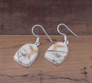 Boucles d'oreilles en jaspe naturel, plaquées argent sterling 925, pierre de guérison, pendantes, faites à la main, bijoux de luxe terreux, vente en gros pour mariage - Product Image 2