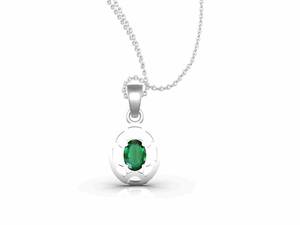 Collier ovale en émeraude de Zambie, argent sterling 925 plaqué or 14 carats, bijoux de luxe, pendentif pierre de naissance de mai - Product Image 5