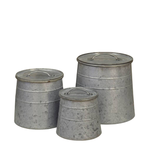 Contenedor Redondo de Almacenamiento de Calidad Premium con Tapa de Madera, Diseño Exclusivo para el Hogar, Juego de Recipientes Galvanizados Hechos a Mano, Precio Bajo - Product Image 6