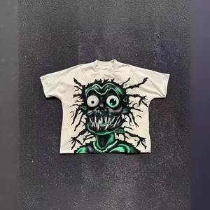 เสื้อยืดคอกลมแขนสั้นผ้าฝ้ายถัก 100% สไตล์สตรีทแวร์ ขายส่ง ทรงโอเวอร์ไซส์ พิมพ์ลาย ทรงบ็อกซี่ ตัดสั้น เป็นมิตรกับสิ่งแวดล้อม - Product Image 4