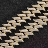 Collier chaîne cubaine Hiphop en argent 925 plaqué moissanite, micro-incrustation, coupe brillante, unisexe, pour mariage et soirée