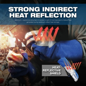 Gants de soudage en cuir de vachette renforcé, usage général, sécurité industrielle, 11 oz, 16 pouces, résistants à l'abrasion et aux déchirures - Product Image 6