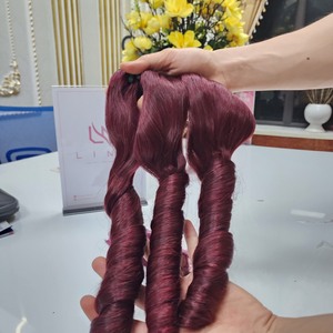 <b>Burgundy</b> Spring Curly High Quality Vietnamese Human Hair Extension High Quality SDD Wholesale Price Factory Supply SMA - Product Image 4