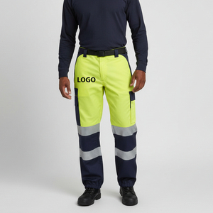 กางเกงทำงานนิรภัยโพลีเอสเตอร์ขายส่งสำหรับผู้ชาย หลายกระเป๋า กันน้ำ ไฟ LED สะท้อนแสง Hi Vis ANSI Class 2 ปรับแต่งได้ พร้อมแถบสะท้อนแสงบริเวณสะโพก - Product Image 1