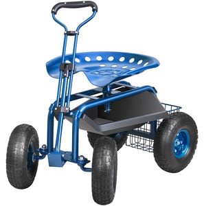 Carrito de Jardín Giratorio 360 Grados con Asiento y Ruedas, Taburete Rodante para Jardinería, Carro de Plantación con Manillar, Sillas de Jardín - Product Image 2