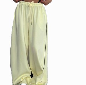 Pantalon Harem Taille Haute Femme en Coton Éponge Couleur Unie avec Cordon de Serrage Coupe Ample Longueur Entière Décontracté Été - Product Image 6