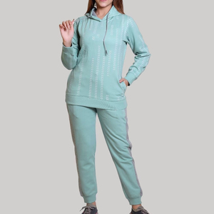 Custom Logo High Quality Custom Acid Wash and Embroidery Logo Soft Cotton Hoodie and Sweatpants Women Tracksuits Two Piece Sets - Product Image 1