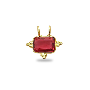 Pendentif rectangulaire fantaisie en quartz rubellite, fait main, plaqué or, bijou pierre de naissance, fournisseurs indiens de bijoux en quartz rubellite - Product Image 1