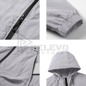 High Quality Men's Hooded Windbreaker <b>Jacket</b> With Shorts Full Sleeve <b>Lightweight</b> Quick Dry Zipper Front Casual Summer Outfit - Product Image 6