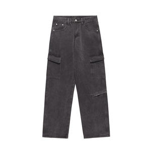 Pantalones Cargo Vaqueros Lavados para Hombre, Corte Recto, Algodón, Diseño con Múltiples Bolsillos, Personalización con Etiqueta Privada - Product Image 2