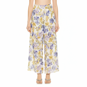 Pantalons palazzo pour femmes, jambes larges, imprimés floraux, cordon de serrage, fabrication sur mesure, vente en gros - Product Image 1