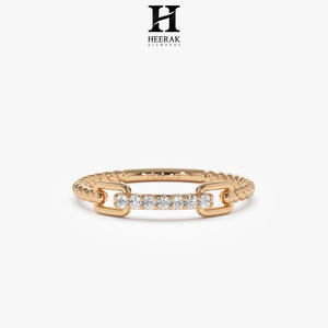 Anillo de Cadena con Diamantes Cultivados en Laboratorio en Oro Rosa Personalizado, Certificado IGI, Diamante Redondo Brillante, Banda de Cuerda Trenzada, Joyería para Mujer - Product Image 1