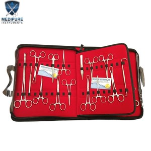 Porte-aiguilles de haute qualité, forceps Adson, hémostatiques à dents, hémostatiques à moustiquière en acier inoxydable réutilisables, kit de chirurgie générale 32 pièces - Product Image 1