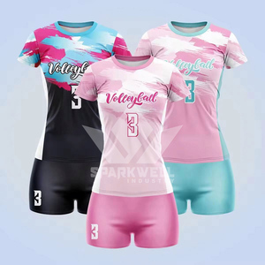 ชุดเสื้อวอลเลย์บอลไล่เฉดสีชมพูสำหรับผู้หญิง แขนสั้น คอกลม ระบายเหงื่อได้ดี ทรงพอดีตัว พร้อมหมายเลข 3 และชื่อสั่งทำ - Product Image 3