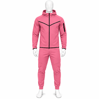 Ensemble de survêtement sportif pour homme, personnalisable, avec sweat à capuche zippé et pantalon de survêtement oversize à coupe carrée, brodé, fabriqué pour la vente