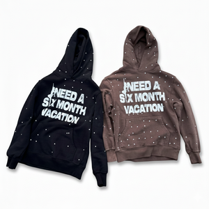 High Quality Fashionable Customizable Pullover <b>Design</b> Heavy Weight screen Printed Premium Men's Hoodie with allover rhinestone - Product Image 5