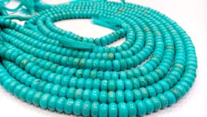 Perles de pierre turquoise bleue rondes 8 mm, pierres précieuses lisses et simples, brins de 8 pouces de long, vendus par brin - Product Image 3