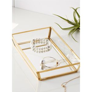 Elegant Glass Mirror Base Gold Metal Serving <b>Tray</b> Hexagonal Decorative Centerpiece Wedding Party Decor <b>Vanity</b> Perfume Organizer - Product Image 5