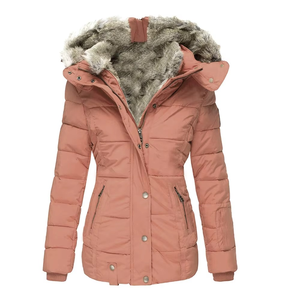 Mantic Enterprises Women's Quilted Parka <b>Jacket</b> Breathable Genuine <b>Leather</b> Shell Animal Print Fur Trim Zipper Closure Winter - Product Image 5