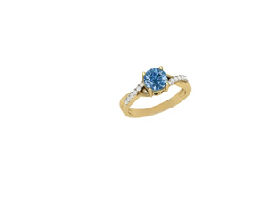 Anillo de compromiso delicado de oro de 14K y 18K con zafiro azul y engaste pavé cónico, joyería fina personalizada para boda para mujer - Product Image 1
