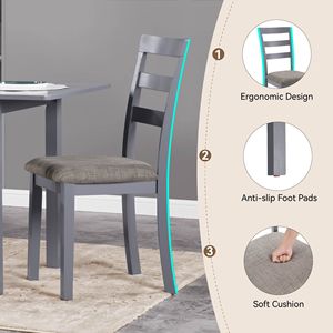 Set di 2 Sedie da Pranzo in Stile Rustico, in Legno Massello con Schienale Alto a Scala, Piedini Antiscivolo, Design Robusto per Uso in Cucina - Product Image 4