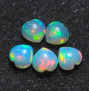 Opale en forme de cœur, opale éthiopienne naturelle précieuse, 7 mm, pierre précieuse en vrac, jeu de couleurs, cabochon pour la création de bijoux - Product Image 1