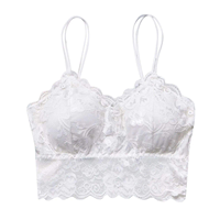 Bralette de encaje de verano para mujer, estilo bikini, sin costuras, sin espalda, sexy, push-up, sin aros, lencería con copas extraíbles, con logo, top deportivo corto