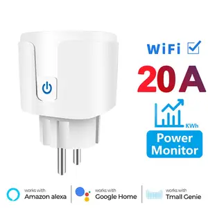 Tomada inteligente UE 20A Wifi Plug inteligente com monitoramento de energia para casa inteligente com suporte para controle de voz Google Assistante Alexa Alice