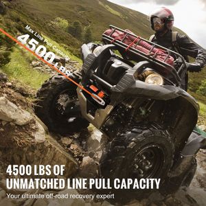 Verricello Elettrico 12V DC con Capacità di Trazione 4500 lb, Cavo Sintetico a 12 Fili, Passacavo in Alluminio per ATV/UTV, Capacità di Carico 12000 Lbs - Product Image 2
