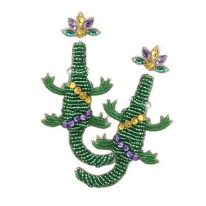 Pendientes Vibrantes con Bordado de Cuentas para Festivales, Hechos a Mano con Diseño para Regalos de Fiesta, con Cuentas de Caña de Azúcar - Product Image 6