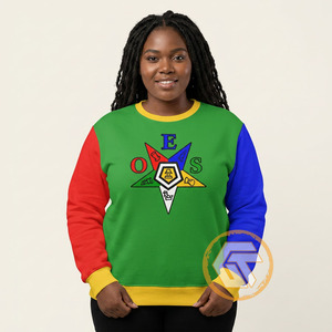 Eastern Star Women's Solid Fleece Sweatshirt Green Red Blue Crew Neck Printed Front 100% Cotton Knitted Eco-Friendly Casual - Product Image 3