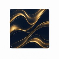 Peinture sur panneau d'aluminium abstraite avec lignes fluides dorées, décoration artistique en métal, impression artistique en aluminium