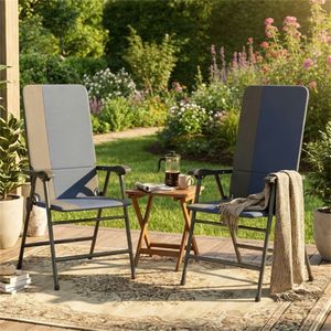 Set di Due Sedie Pieghevoli Blu Scuro per Terrazza, Campeggio e Giardino - Product Image 1
