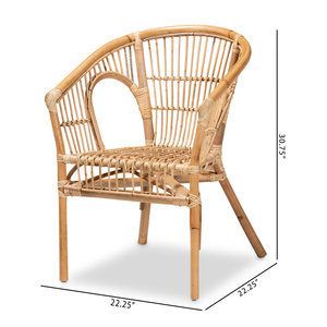 Juego de 2 sillones de comedor de ratán bohemio moderno - Product Image 4